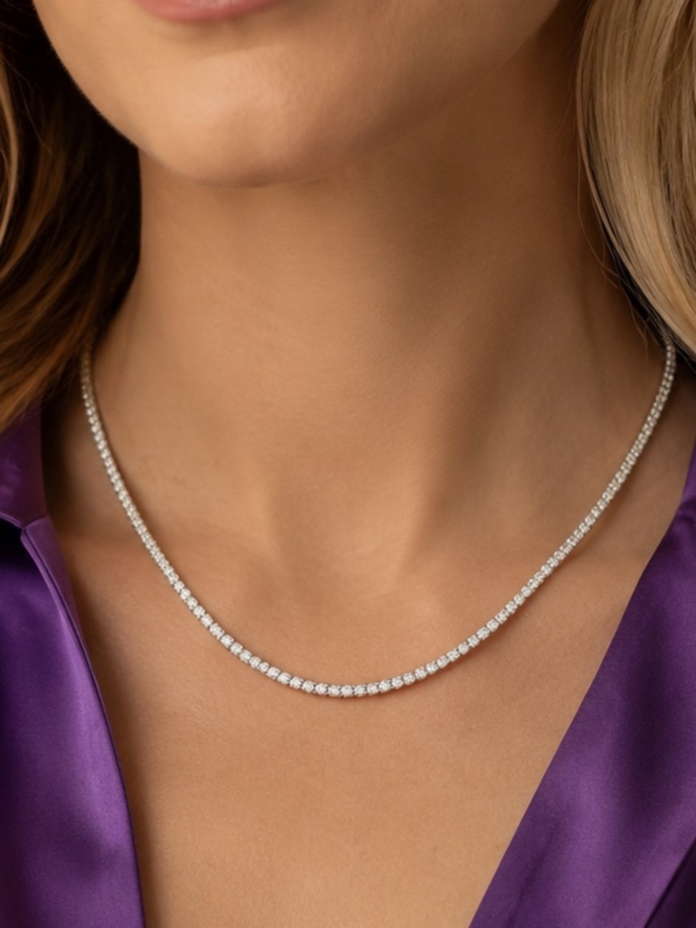 18kt Tennis Necklace - Picture 1 of 15